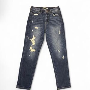 Willow + Root Women's Distressed Mom dark Wash straight leg jeans Size 29